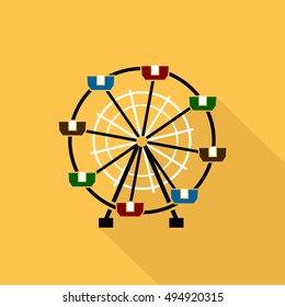 Ferris wheel. Flat sign icon. Vector