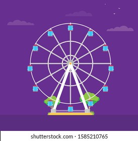 Ferris wheel in the flat style vector