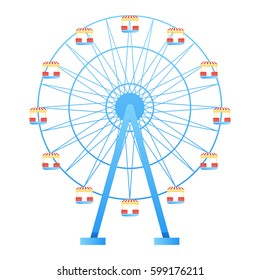 Ferris Wheel fun park in white background vector illustration.