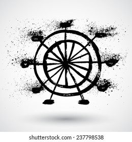 Ferris wheel in grunge style