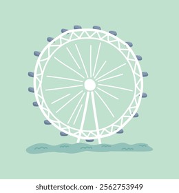 ferris wheel. Hand drawn. Landmark icon featuring historic architecture, cultural heritage, travel destination, famous attraction.