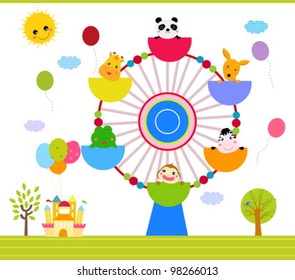   ferris wheel with happy animals