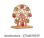 Ferris wheel icon 3d render concept of Colorful ferris wheel amusement park famous city landmark icon vector illustration