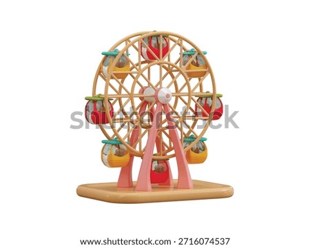 Ferris wheel icon 3d render concept of Colorful ferris wheel amusement park famous city landmark icon vector illustration