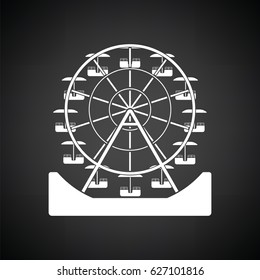 Ferris wheel icon. Black background with white. Vector illustration.
