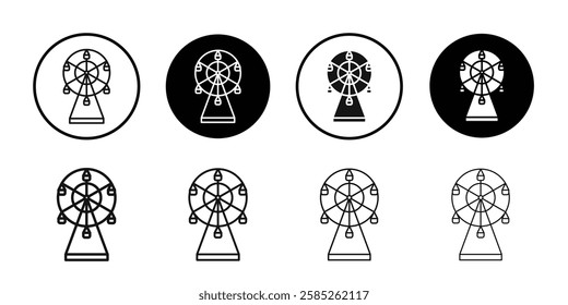 Ferris wheel icon Black line art vector logo set