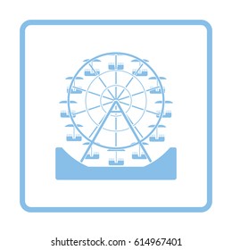 Ferris wheel icon. Blue frame design. Vector illustration.