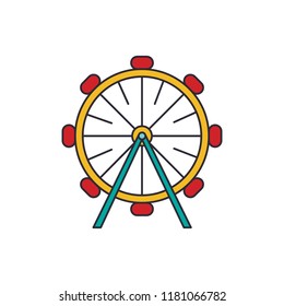 Ferris wheel icon. Cartoon ferris wheel vector icon for web design isolated on white background