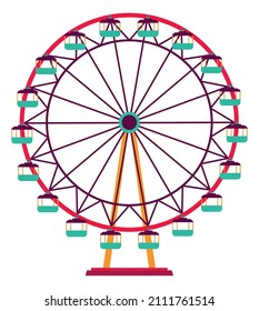 Ferris wheel icon. Colorful amusement park attraction