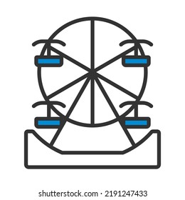 Ferris Wheel Icon. Editable Bold Outline With Color Fill Design. Vector Illustration.