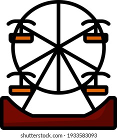 Ferris Wheel Icon. Editable Outline With Color Fill Design. Vector Illustration.