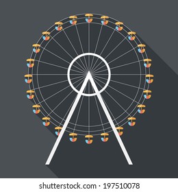 Ferris wheel icon. Flat design style modern vector illustration. Isolated on stylish color background. Flat long shadow icon. Elements in flat design.