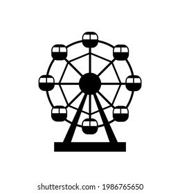 Ferris wheel icon flat design vector black color isolated. Amusement park icon.Recreation icon