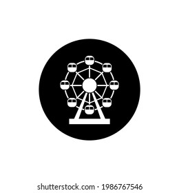 Ferris wheel icon flat design circle black color editable.Amusement park icon map marker.