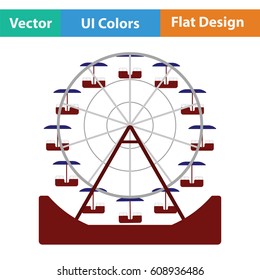 Ferris wheel icon. Flat design. Vector illustration.