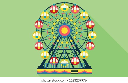 Ferris wheel icon. Flat illustration of ferris wheel vector icon for web design