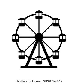 Ferris wheel icon flat outline in black