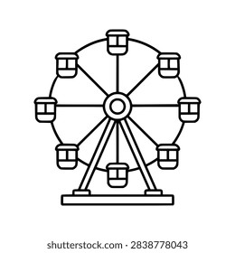 Ferris wheel icon flat outline in black