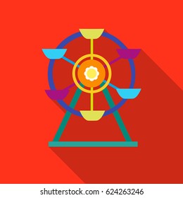 Ferris wheel icon in flat style isolated on white background. Play garden symbol stock vector illustration.