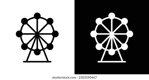 Ferris wheel icon Flat vector set outline