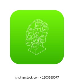 Ferris wheel icon green vector isolated on white background