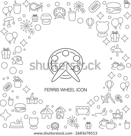 Ferris Wheel Icon, line style with mosaic icon background, great for web and background use.