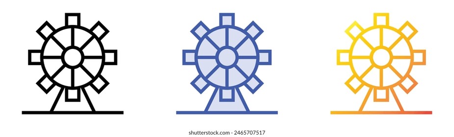 ferris wheel icon. Linear, Blue Fill and Gradient Style Design Isolated On White Background