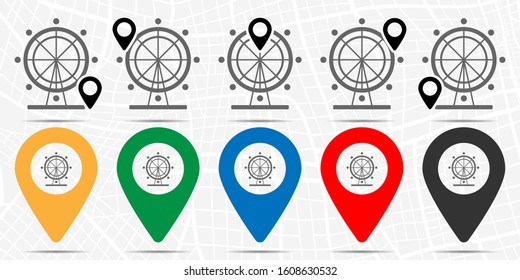 Ferris wheel icon in location set. Simple glyph, flat illustration element of charts and diagrams theme icons