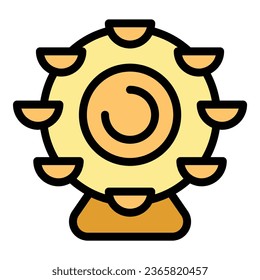 Ferris wheel icon outline vector. Germany pretzel. Beer sausage color flat