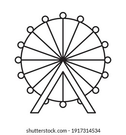 Ferris Wheel Icon Over White Background, Line Style, Vector Illustration