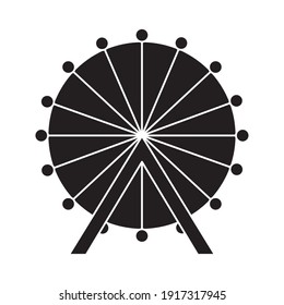 Ferris Wheel Icon Over White Background, Silhouette Style, Vector Illustration