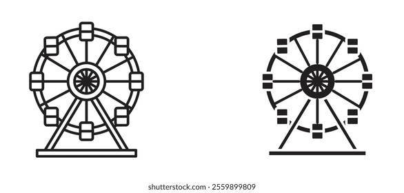 Ferris wheel Icon set in black color for ui designs