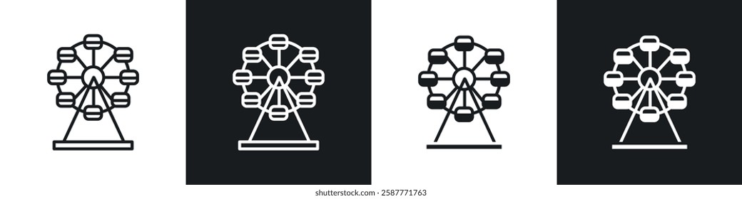 Ferris wheel icon set black and white colors. Graphic Vector icons pack