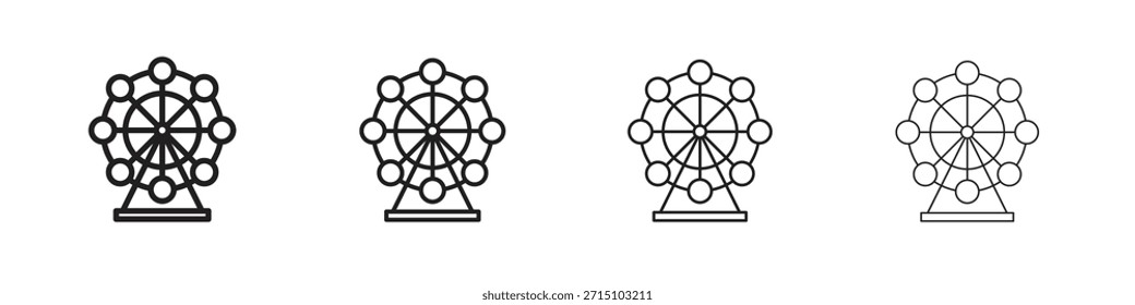 Conjunto de ícones da roda-gigante. Uma coleção de ícones simples de traçados finos pretos