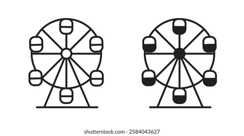 Ferris wheel icon set in thin line. vector illustrations for web