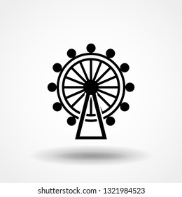 Ferris Wheel Icon Silhouette. Entertainment Round Attraction. Vector Illustration EPS10