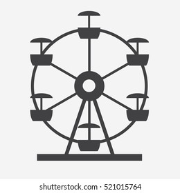 Ferris Wheel Icon Silhouette. Entertainment Round Attraction. Vector Illustration EPS10