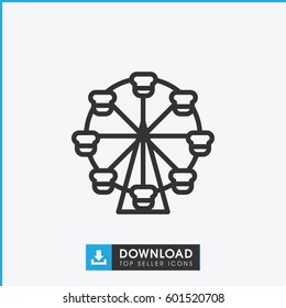 Ferris wheel icon. simple outline Ferris wheel vector icon. on white background.
