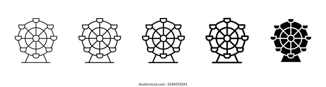 ícone de roda gigante Conjunto de logotipo de linha fina simples