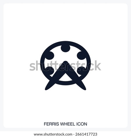 Ferris Wheel Icon solid vector icon with a bold, minimal design. Suitable for presentations, websites, apps, infographics, and various digital or print projects.