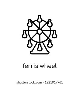 ferris wheel icon. Trendy modern flat linear vector ferris wheel icon on white background from thin line Entertainment collection, outline vector illustration