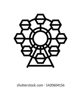 Ferris wheel icon vector. Attraction, carousel sign icon. Linear style sign for mobile concept and web design. Ferris wheel symbol logo illustration. vector graphics - Vector.