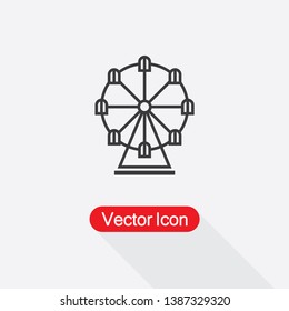 Ferris Wheel Icon Vector Illustration In Flat Style Eps10