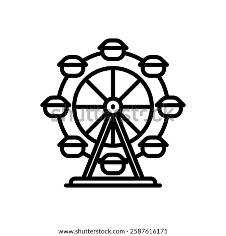 ferris wheel icon vector, line style icon