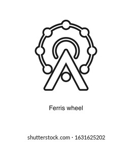 Ferris wheel icon vector on white background. Black icon illustration