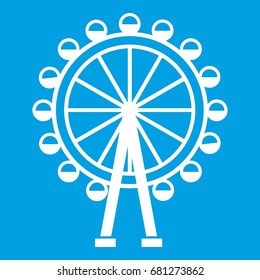 Ferris wheel icon white isolated on blue background vector illustration
