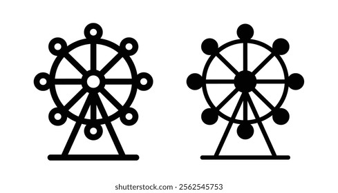 Ferris wheel Icons. black and white vector illustration set.