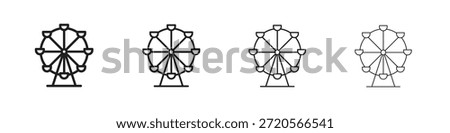 Ferris wheel icons designed in outline, line and stroke style