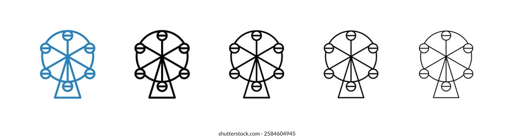 Ferris wheel icons in five different stroke sizes