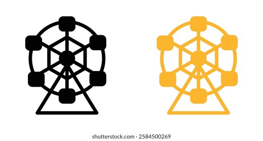 Ferris wheel icons pack in black and colored version